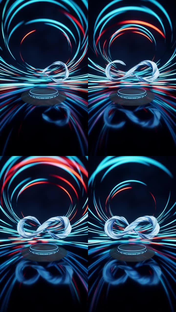 莫比乌斯带自旋线效果背景，3d渲染。