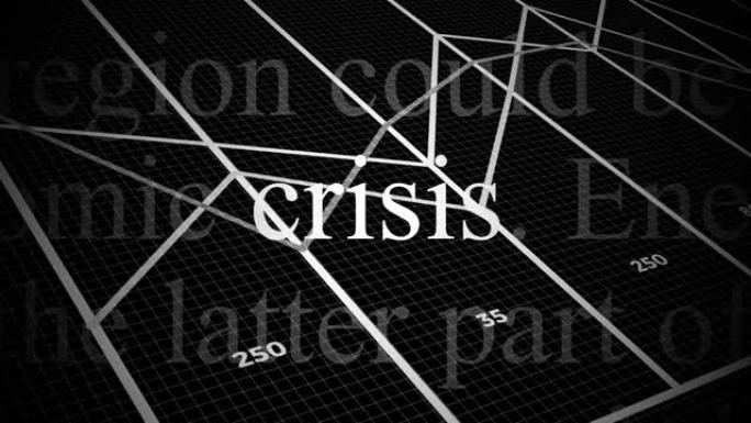 危机标题，金融崩溃，经济衰退概念。4k视频动画