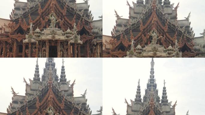 泰国芭堤雅，2022年2月: 真理圣殿 (Prasat Sut Ja-Tum)，泰国芭堤雅郊区海边美