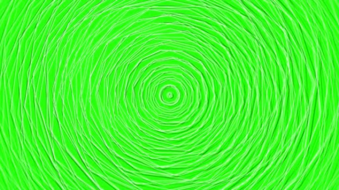 多面体在绿色背景上快速生长和旋转
