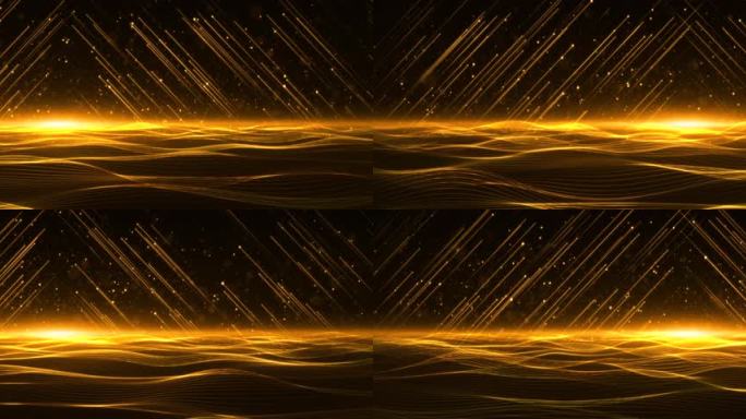 循环金色粒子线条舞台背景