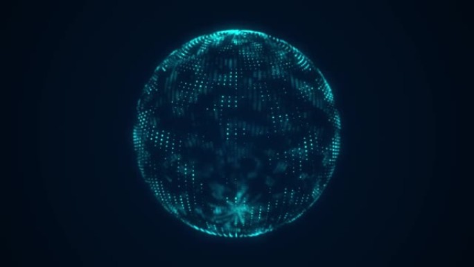 带粒子的科幻蓝球。概念网络连接。框架球体。抽象技术背景。3d渲染。
