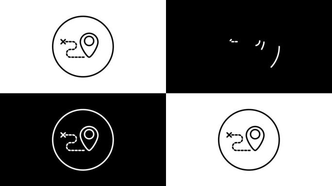 旅行黑白线图标矢量插图在一个圆圈，用于移动，移动，位置，视频动画，自画网页使用