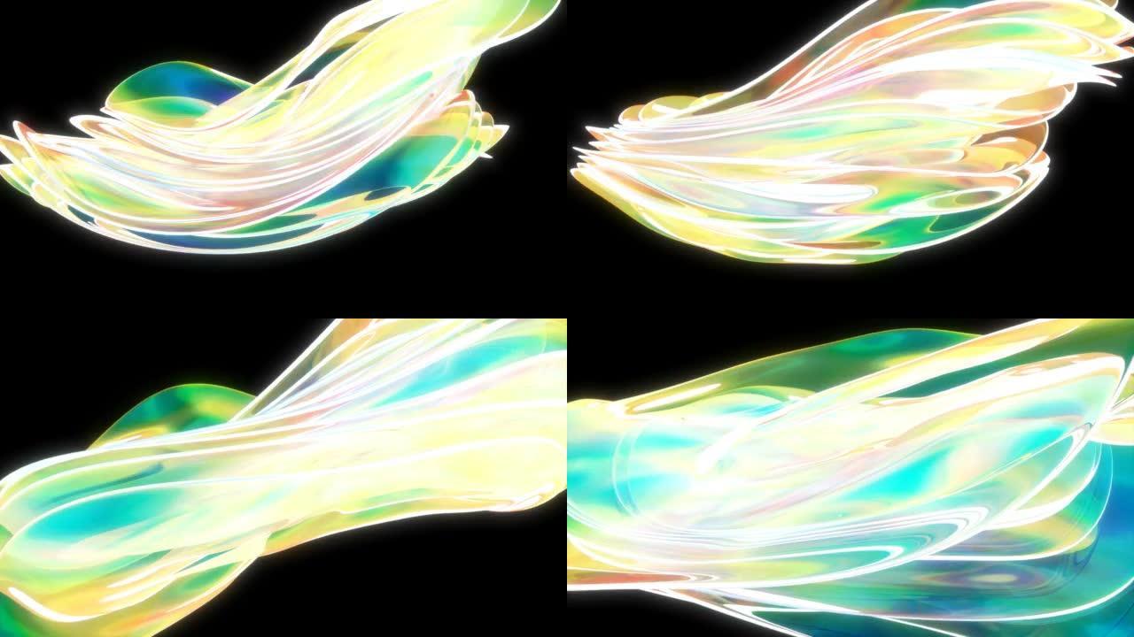 彩色波流体艺术抽象背面介绍运动图形4k