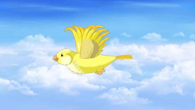 黄色金丝雀在天空中飞行4K
