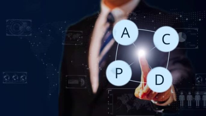 PDCA计划做行动检查业务技术概念技术、互联网和网络概念。3d插图。