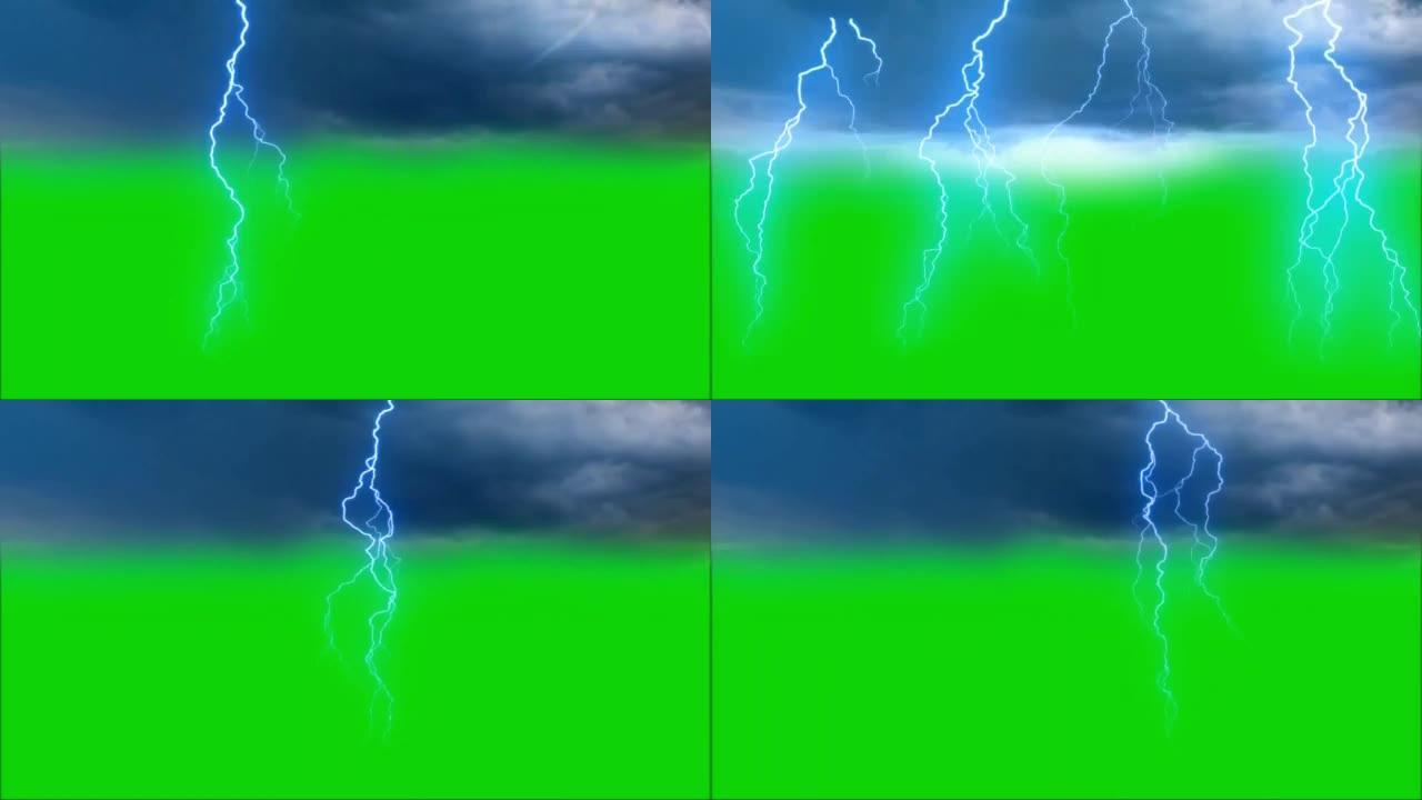 绿屏背景上的雷雨