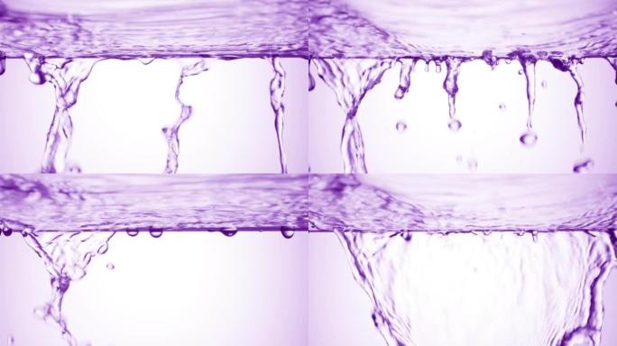 紫色液体从玻璃表面流下来