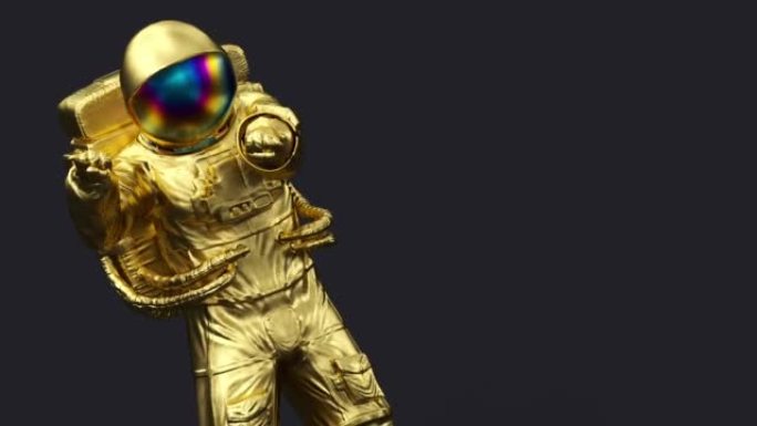 超现实的舞蹈宇航员或太空人穿着太空服，未来科幻宇宙银河背景，3d渲染现代时尚当代创意动画，无缝循环插