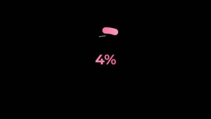 圆圈百分比加载动画0-10% 在粉红色科学效果。