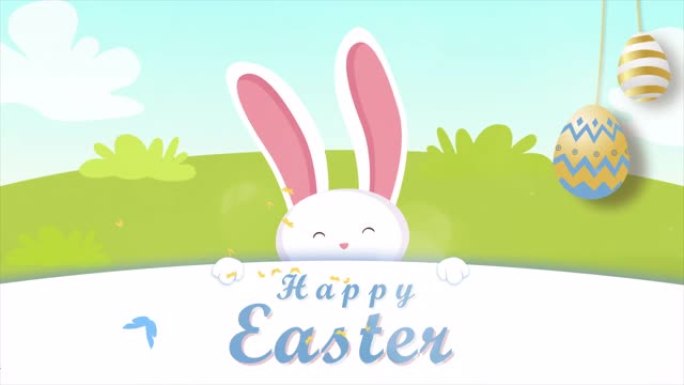 复活节快乐-复活节兔子视频动画。复活节主题电视节目的节日装饰。