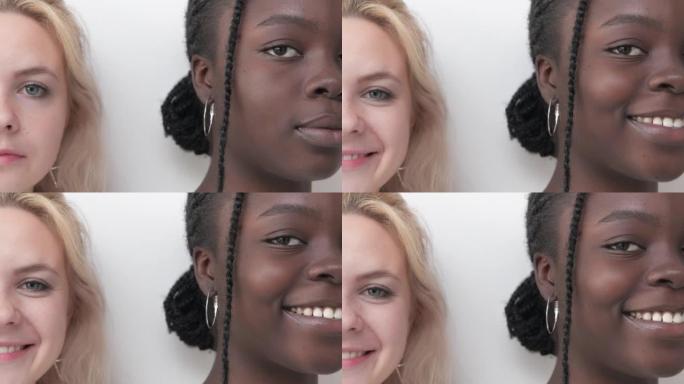 自然美容面部护肤多样化女性面孔