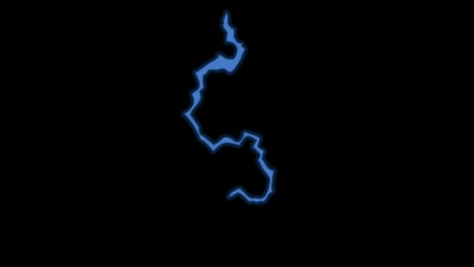 黑色背景上的动画蓝色闪电隔离。