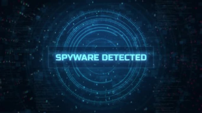 间谍软件检测到hud计算机二进制程序和黑客故障背景上的警告和警报消息