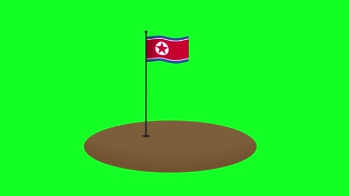 用数字技术在绿色屏幕上生成朝鲜国旗