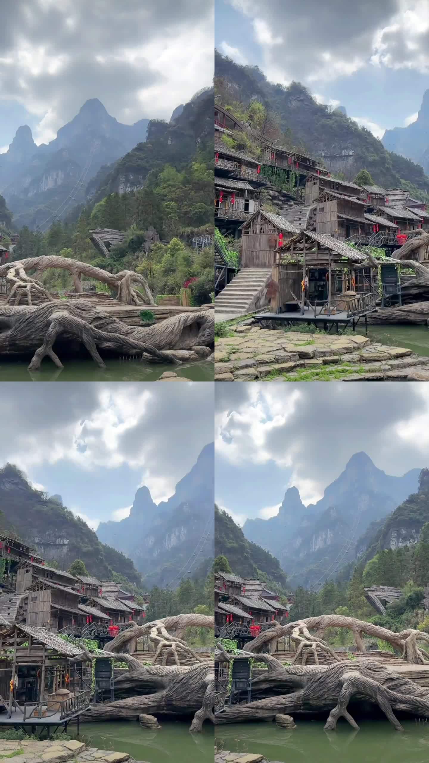 天门山木屋美景旅游自拍视频素材