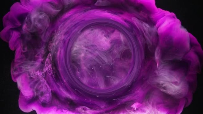 墨水水飞溅蒸汽云运动紫色染料