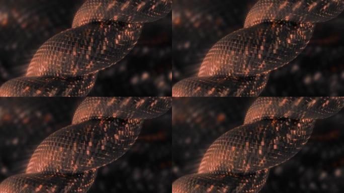 3D扭曲线移动与闪烁的点。动。美丽的3d线束移动和闪烁。扭曲的3d线移动与蛇闪亮的图案