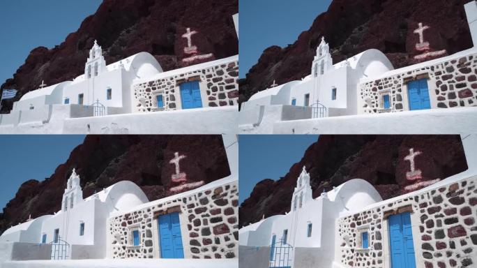圣尼古拉奥斯东正教教堂位于圣托里尼岛著名的红海滩旁边的阿克罗蒂里