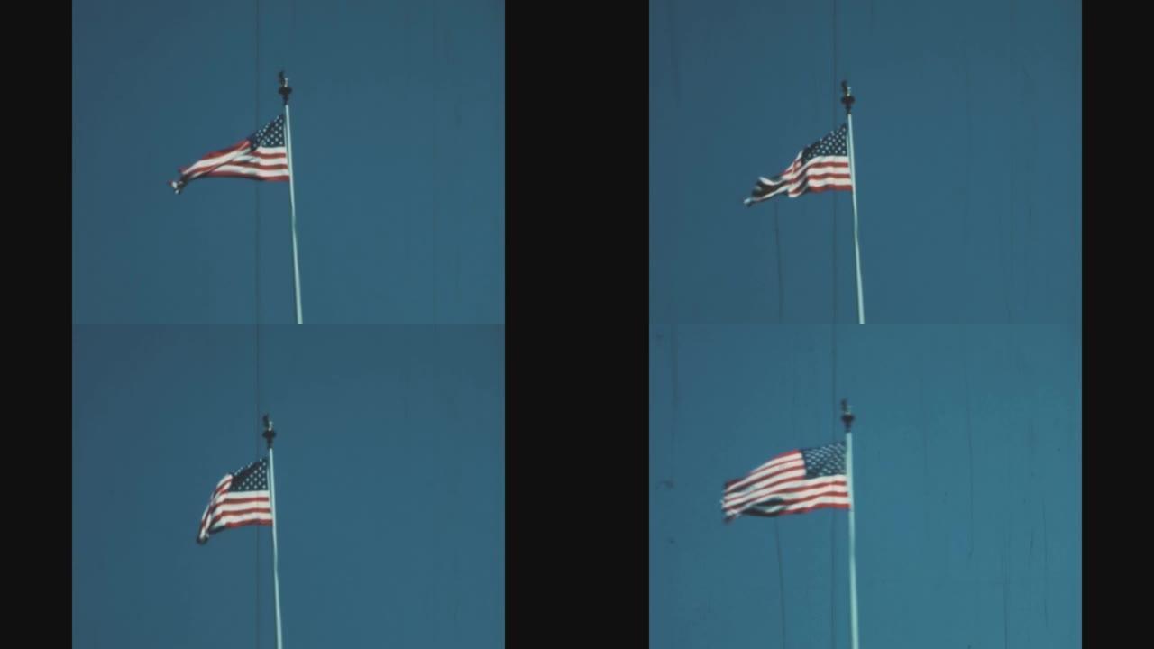 美国1976，美国国旗在空中挥舞