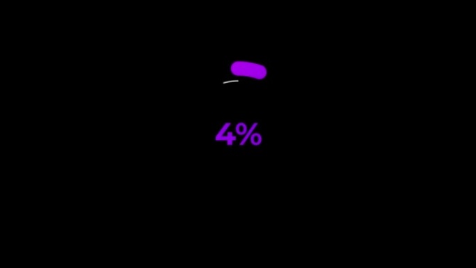 紫色科学效果中的圆圈百分比加载动画0-10%。