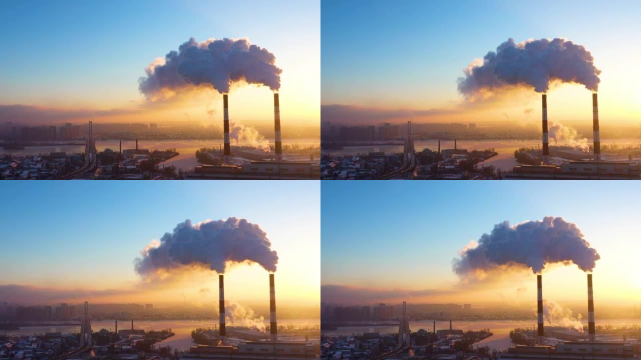 有害排放到大气中导致全球变暖。