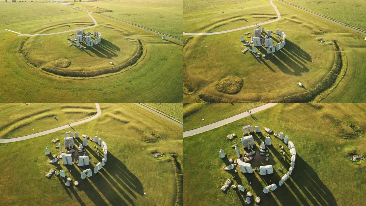 威尔郡巨石阵。2022年6月。英国。联合国教科文组织历史遗址的空中拍摄