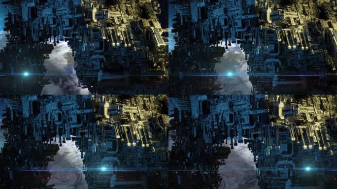3d动画-外星人科幻城市的模型。