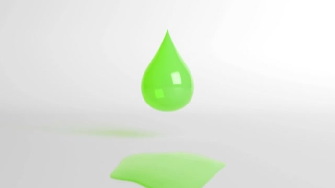 下降和融化的绿色水滴。循环3D背景