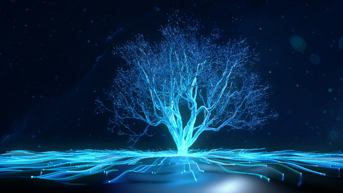 创意科技光线汇聚大树视频