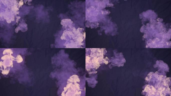 旧皱皱纸背景上多色化学烟雾的抽象组成。数字循环动画。3d渲染高清