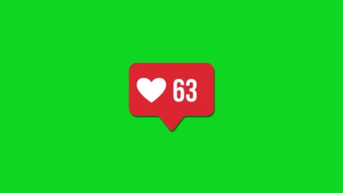 社交媒体心脏在alpha频道上计数。Instagram图标图钉。快速移动计数器增加到100万喜欢。喜