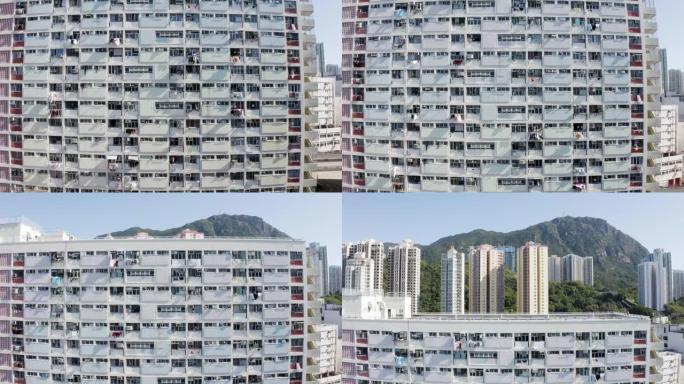 香港彩色彩虹大厦鸟瞰图。