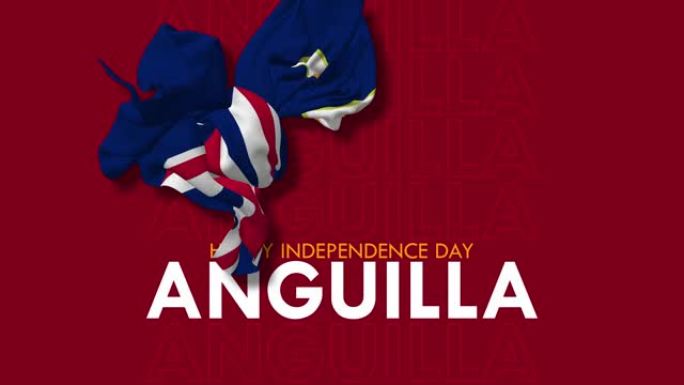 安圭拉国旗随风飘扬独立日快乐