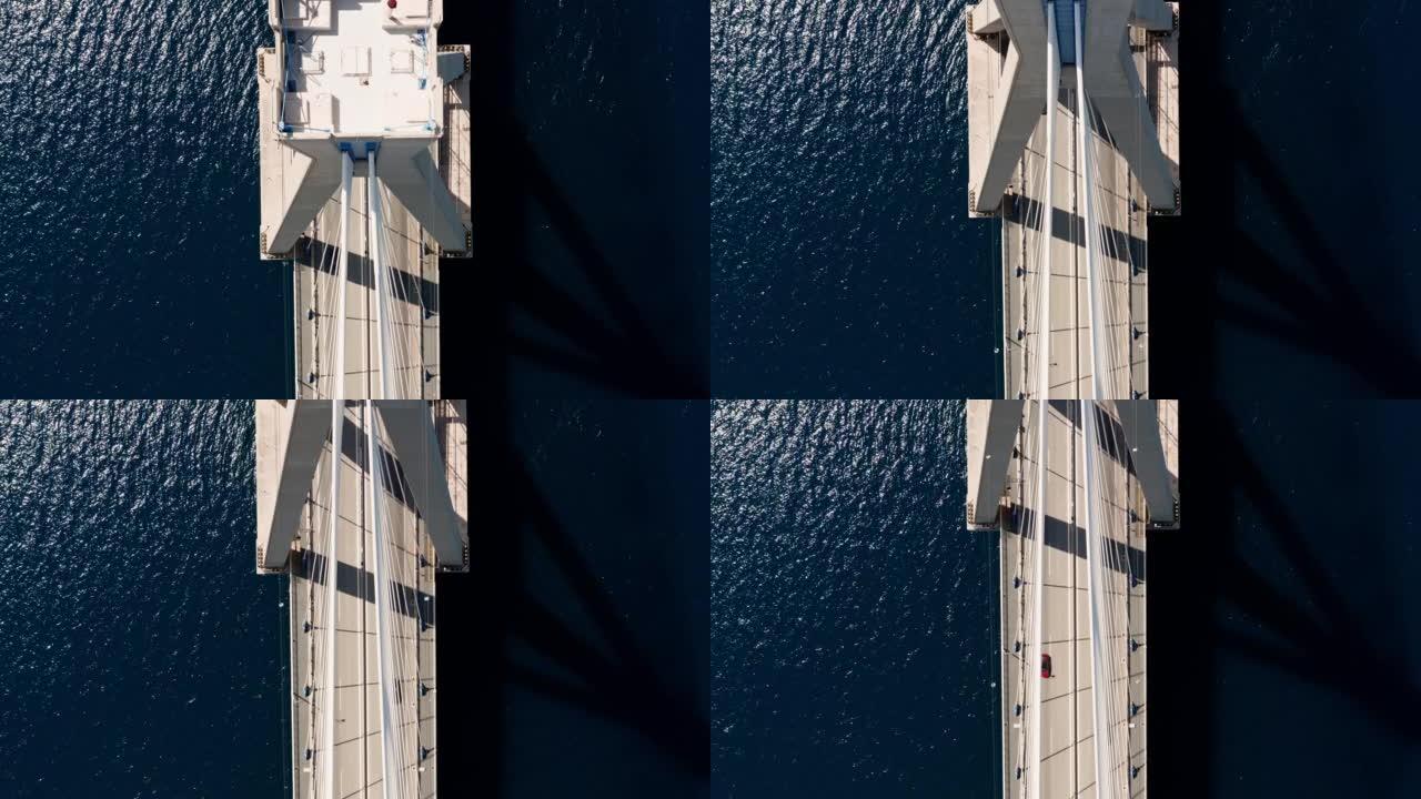 里约-安蒂里奥大桥无人机视图。