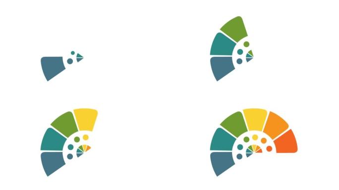 用于设计信息图的动画半圆模板7文本区域的位置可用于广告工作流程，横幅，图表，网页设计，区域图表。背景