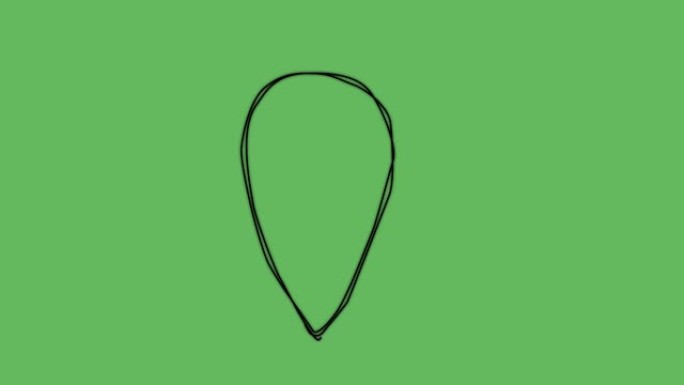 绿色背景上的地理图钉卡通动画。4k视频插图。