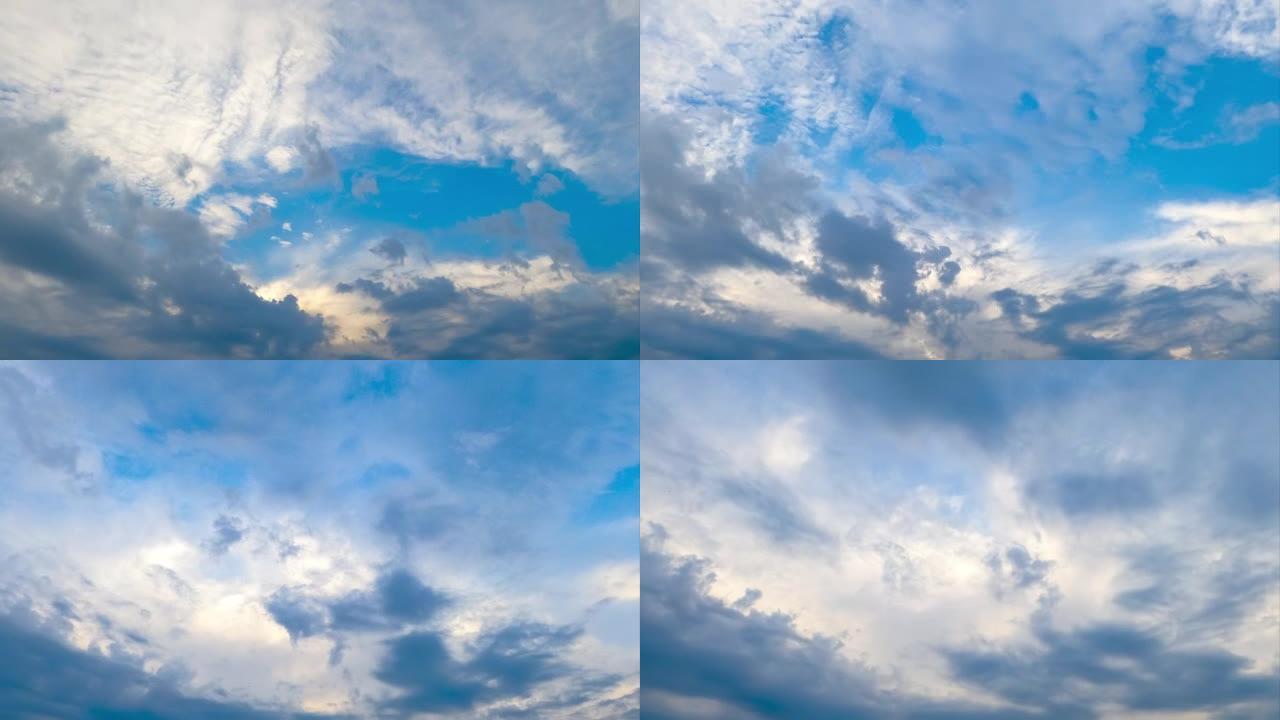 天空中出现惊人的光云。快速云转换的延时。低角度视图。