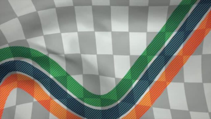 格子图案上的彩色体育比赛旗帜
