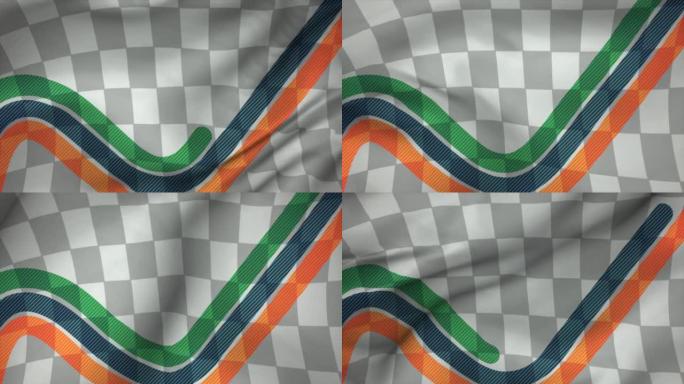 格子图案上的彩色体育比赛旗帜