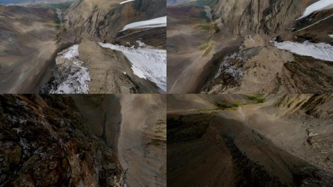 从峡谷谷风景环境的山顶自然雪崖形成山顶鸟瞰图潜水