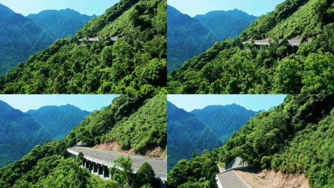 台湾玉山玉山及道路鸟瞰图