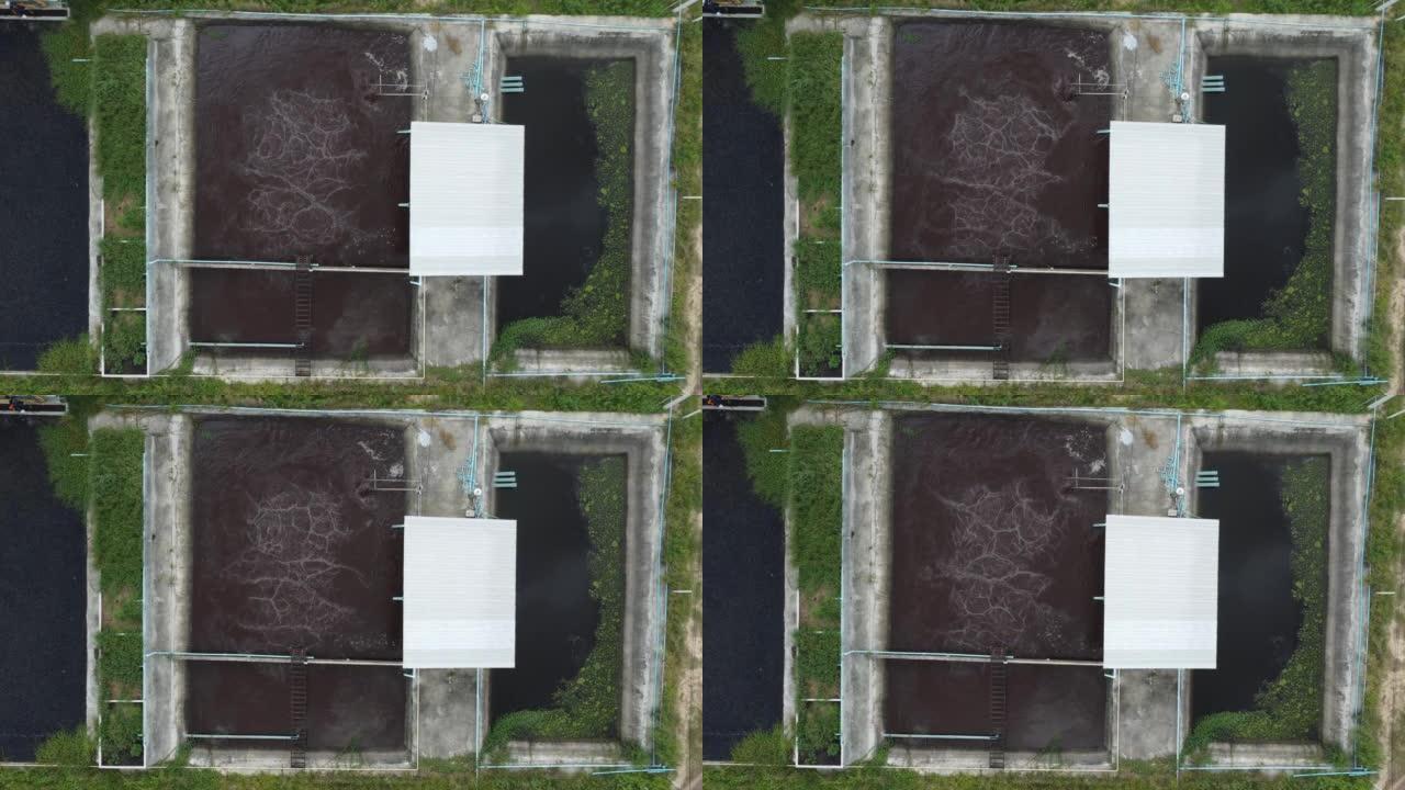 污水处理厂的水循环利用。废水处理的鸟瞰图