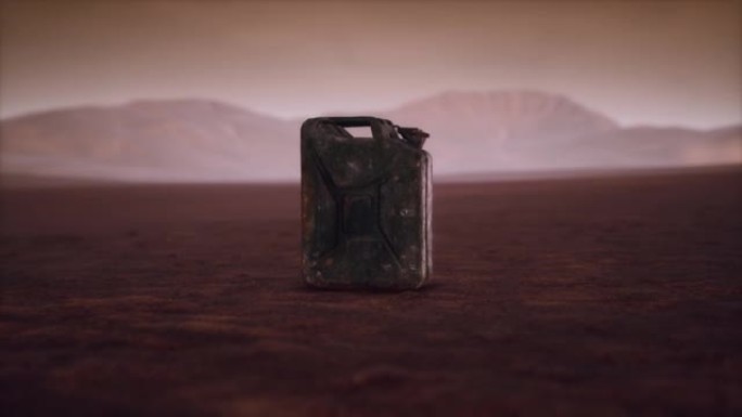 沙漠中生锈的旧燃料罐