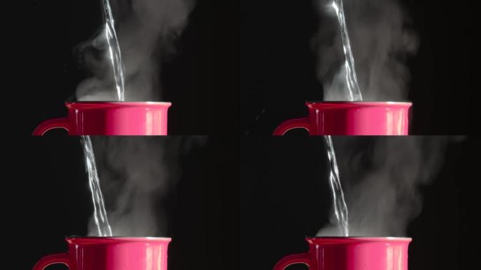红色杯子里的咖啡