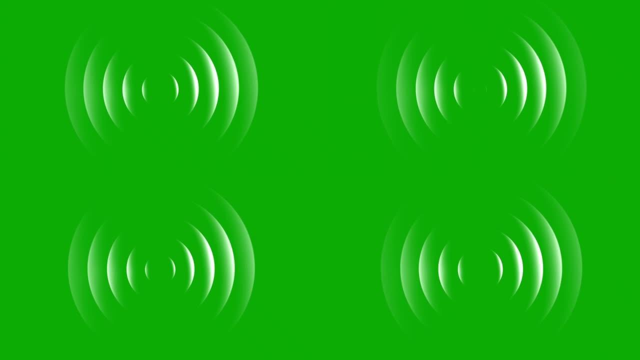绿屏背景扩展弧波运动图形