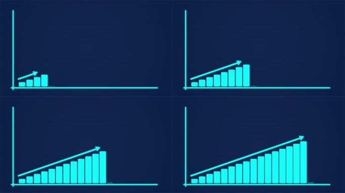 商业图动画。成长折线图图-商业发展竞赛概念动画