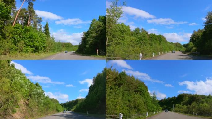 拥有美丽蓝天和清新绿色的道路