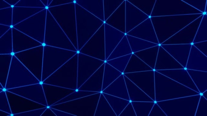 可循环的蓝色抽象3d渲染，技术plexus蓝色动态数字表面运动在蓝色渐变上与光背景，几何形状与蓝色三