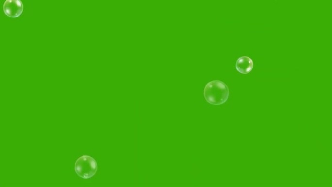 气泡在绿色屏幕上飞舞